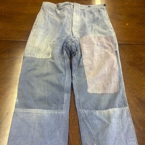 Vintage French Indigo Chore Pants Buckle back 1940-1950. 30x30